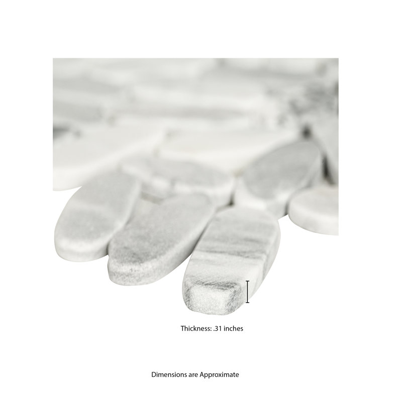 Marvella Pebble 12 in. x 12 in. Natural stone Mosaic Floor and Wall Tile, Carrara Cut