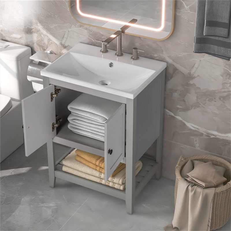 Meuble-lavabo de salle de bain, gris
