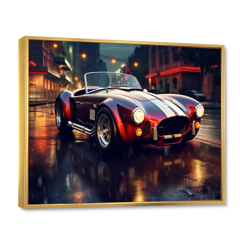 Classics Cobra Car At Night II sur impression sur toile, Cadre flottant doré, H 12 po x l 20 po x P 1 po