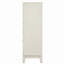 Commode 1 pièce avec glissières latérales en métal, poignées chromées, 5 tiroirs à queue d'aronde, design cannelé, fini blanc antique, style transitionnel, chambre à coucher