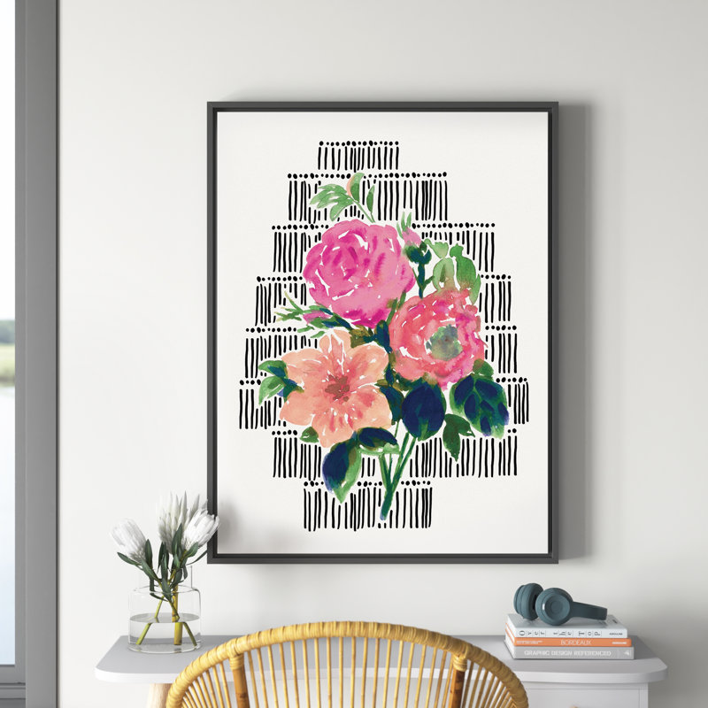 Wild Flower Bouquet - reproduction sur toile, H 41,75 po x l 31,75 po pi, Cadre noir