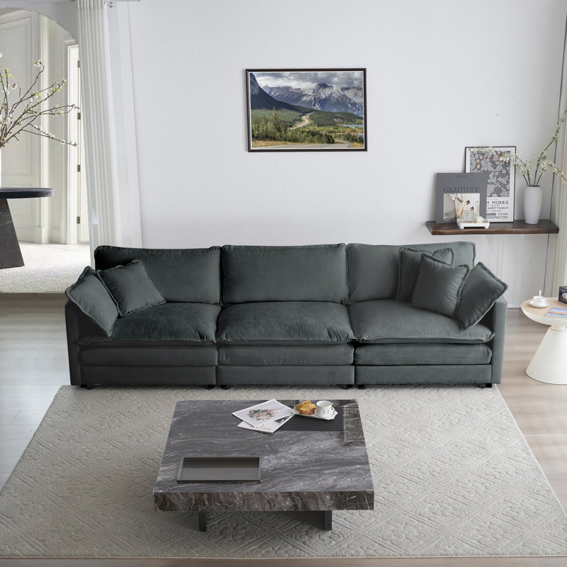Upholstered Sofa, Chenille Sofa, 3 Seater, For Living Room, Light Coffee