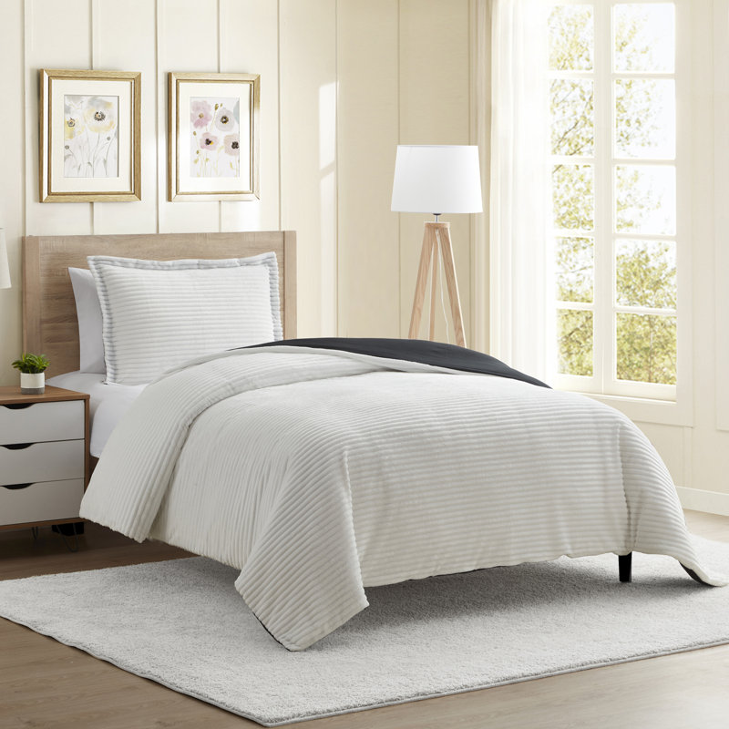 Duvet Cover, White/Black, Twin Duvet Cover + 1 Standard Sham