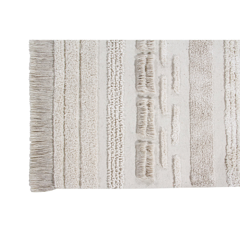 Early Hours 4' x 6' Flat Woven Natural Stripe Wool-Cotton Blend Rug
