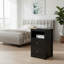 Deux grandes tables de chevet en bois noir, avec deux tiroirs et des compartiments de rangement, pour les petites chambres à coucher; Peut être utilisé comme table de chevet ou comme support pour téléphone.-560930153