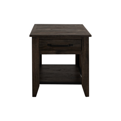 Table de bout en teck foncé 1 tiroir, 1 tablette