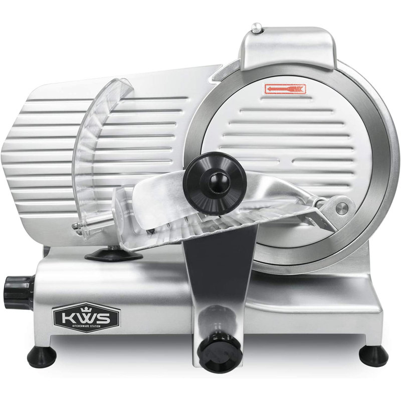 KWS 10-Inch Stainless Steel Electric Meat Slicer with Blade Guard