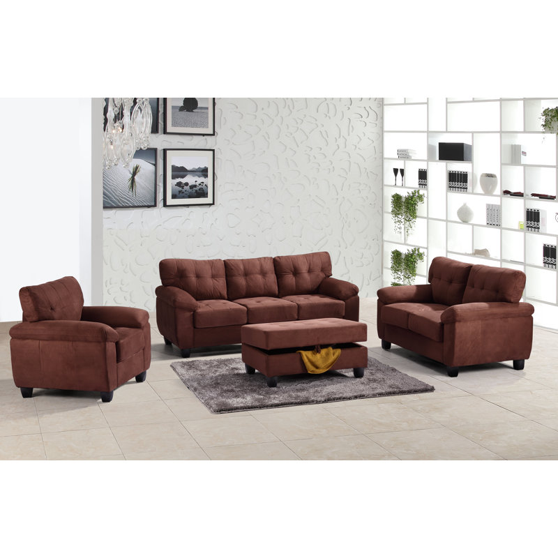 Benton Upholstered Ottoman, Chocolate