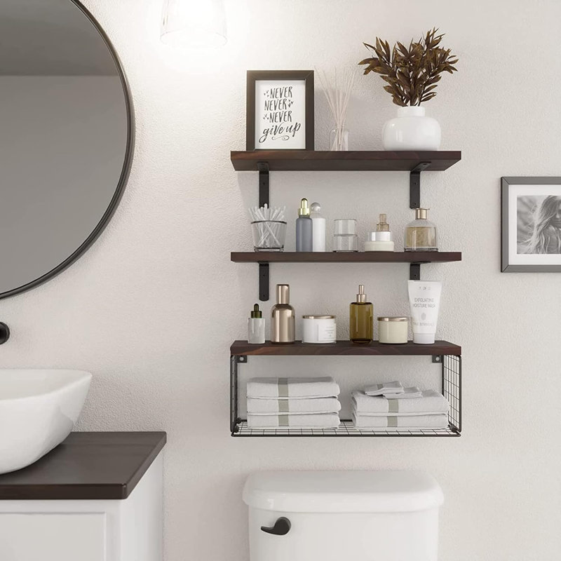 Akershus Bathroom Shelves, Rustic Brown