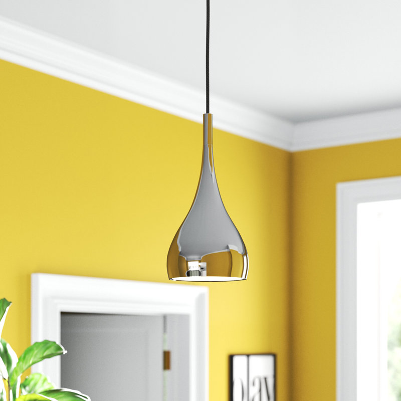 Evan 1 - Light Chrome Teardrop Pendant, 120cm H x 16cm W x 16cm D