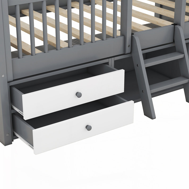 Structure de lit en bois, gris, Simple
