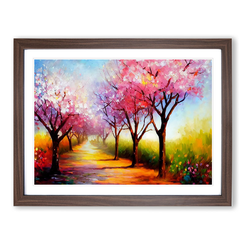 Cherry Blossom Tree Park Vol.7 - Framed Print, 46cm H x 64cm W x 2cm D, Walnut Framed