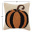 Striped Pumpkin Wool Hook Petite Halloween Pillow - 10" Square