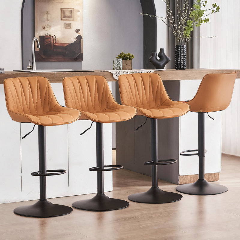 Tabourets de bar pivotants à hauteur réglable Modern, Tanné