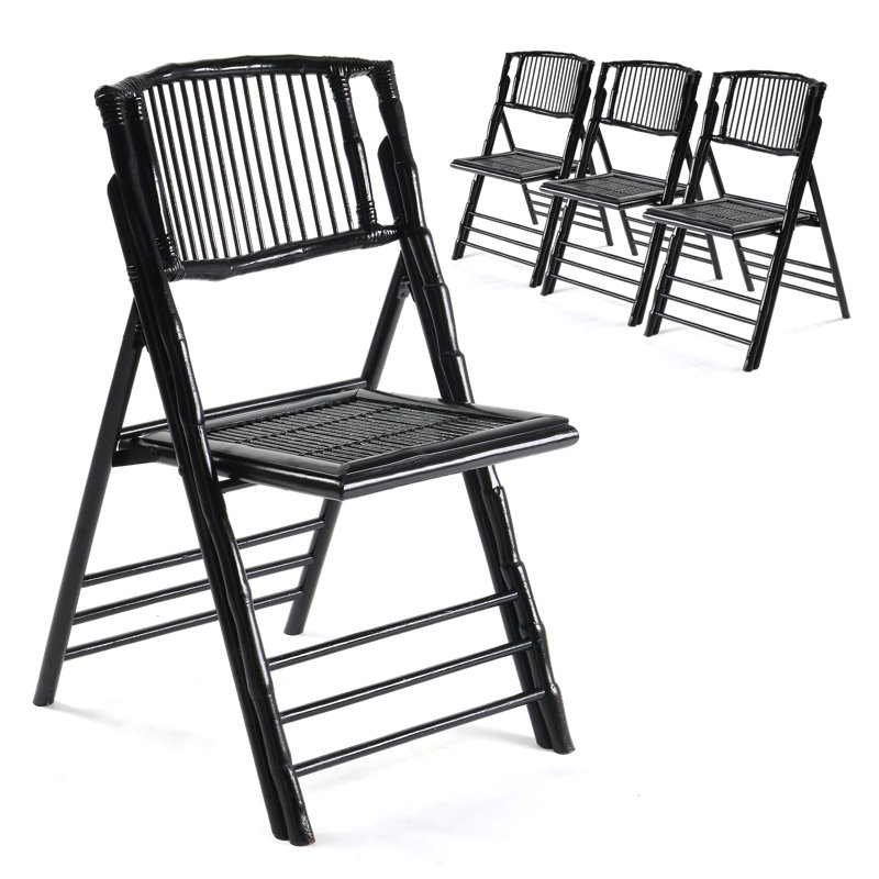 Patio Black Wood Folding Chair(Set Of 4), Black