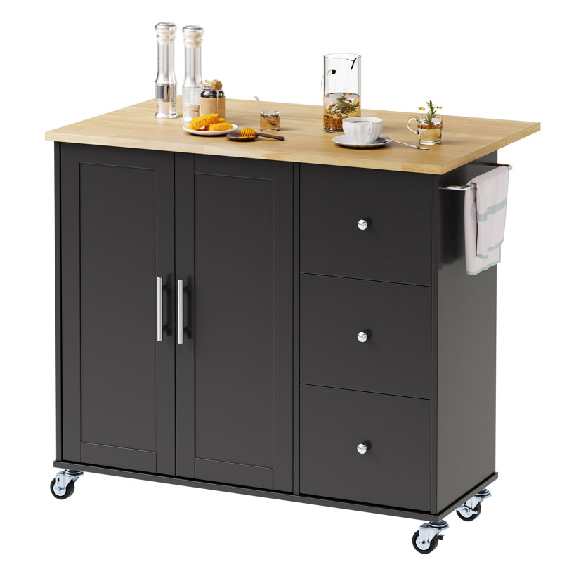 Chariot pour îlot de cuisine l 39,7 po Arnola, Noir