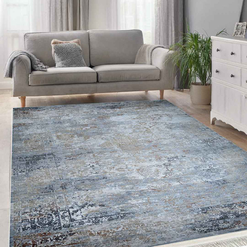 Emerald Ashen Antrasit And Brown Area Rug, Rectangle 120 x 155 cm