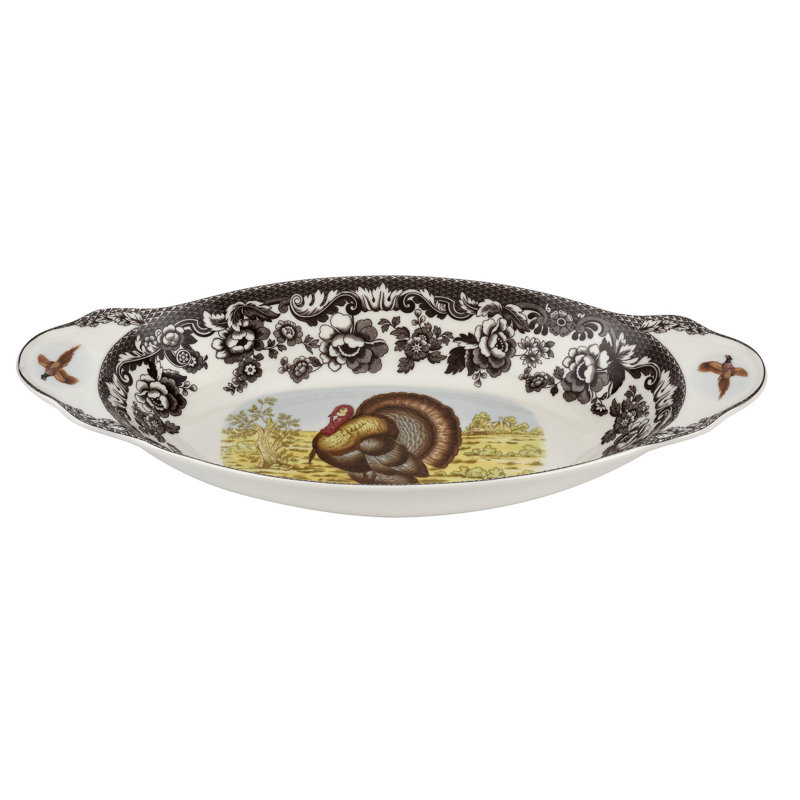 Spode Woodland Turkey Bread Tray Turkey 15.25X7"