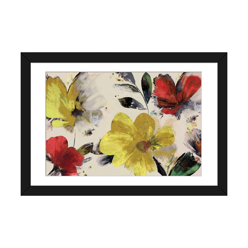 « doux fleuris », reproduction sur toile, H 24 po x l 32 po x P 1 po, Papier d'art encadré noir, Blanc
