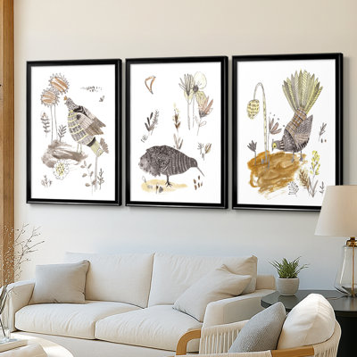 «Glowing Garden at Dusk IV» - Toile tendue avec châssis sur mesure - 3 pièces