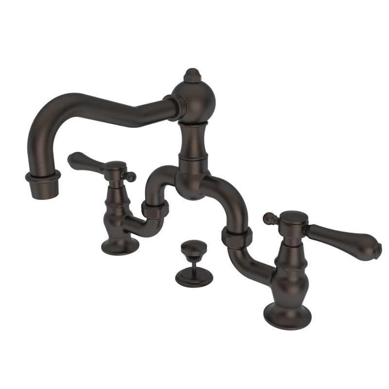 Chesterfield Bathroom Bridge Faucet with Drain Assembly, Satin Bronze (PVD), Bridge