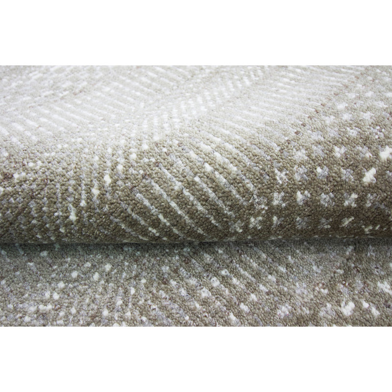 Tapis gris / ivoire noué à la main de haute qualité, Rectangle 9 pi x 12 pi
