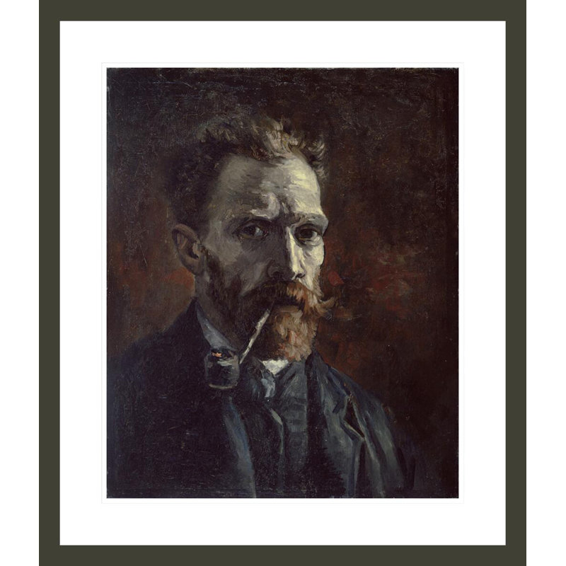 Autoportrait avec tuyau par Vincent van Gogh, impression giclée encadrée, H 27,3 po x l 23,5 po