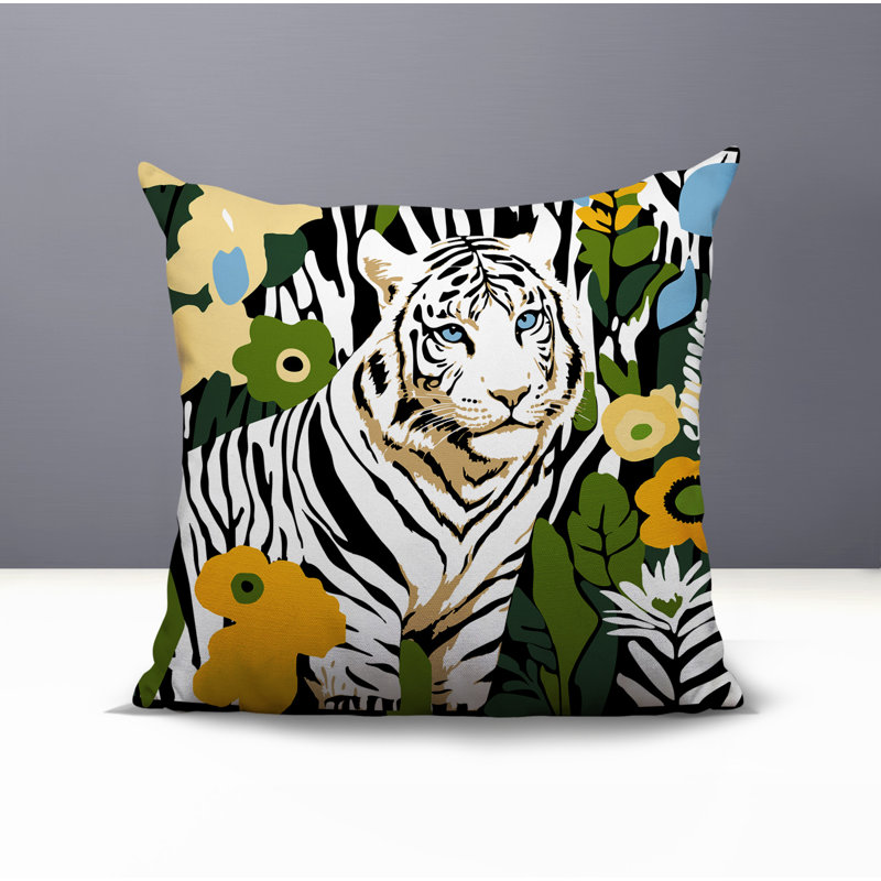 Oreiller carré réversible intérieur / extérieur Wilo Tiger, H 18 po x l 18 po, Jaune