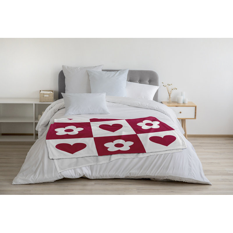 Jeté cœur et fleurs grille 50 "x 60" Saint-Valentin, Rose audacieux