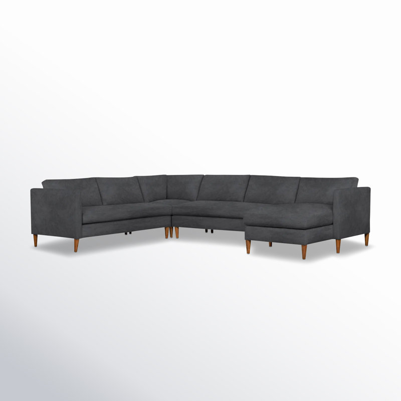 Clifford 4-Piece Upholstered Custom Sectional, Right Hand Facing, Bella Tobacco Performance Velvet