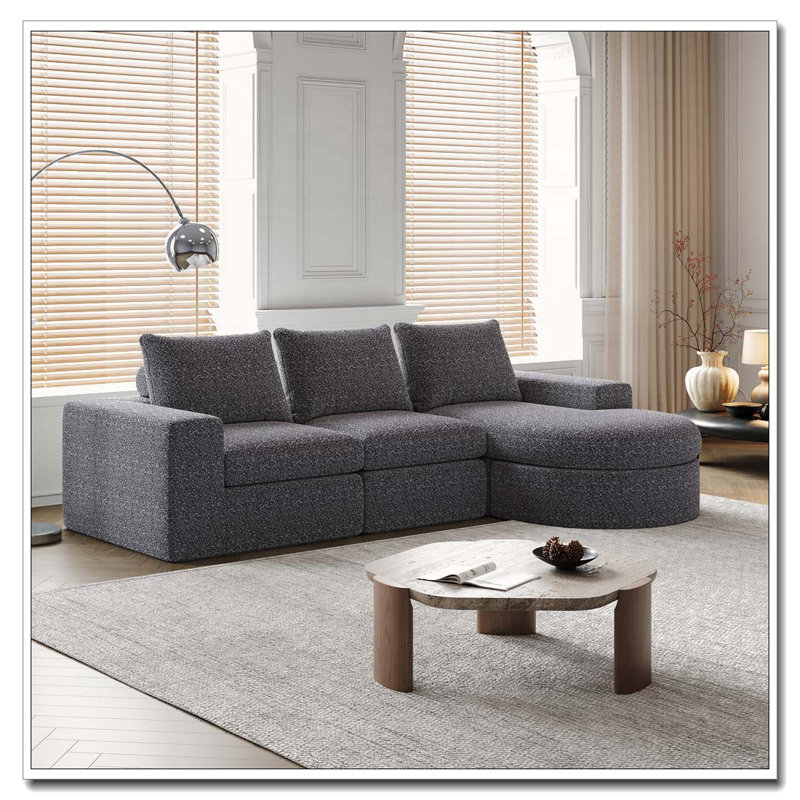 Canapé modulaire en chenille, Gris
