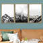 Misty Forest Landscape " IDEA4WALL Framed Canvas Print Wall Art Woodland Nursery Decor Set Black & White Winter Snow Mountains Nature Wilderness Modern Art Rustic Landscape For Living Room, Bedroom, Office " 3 - Pieces-91258502-119385150