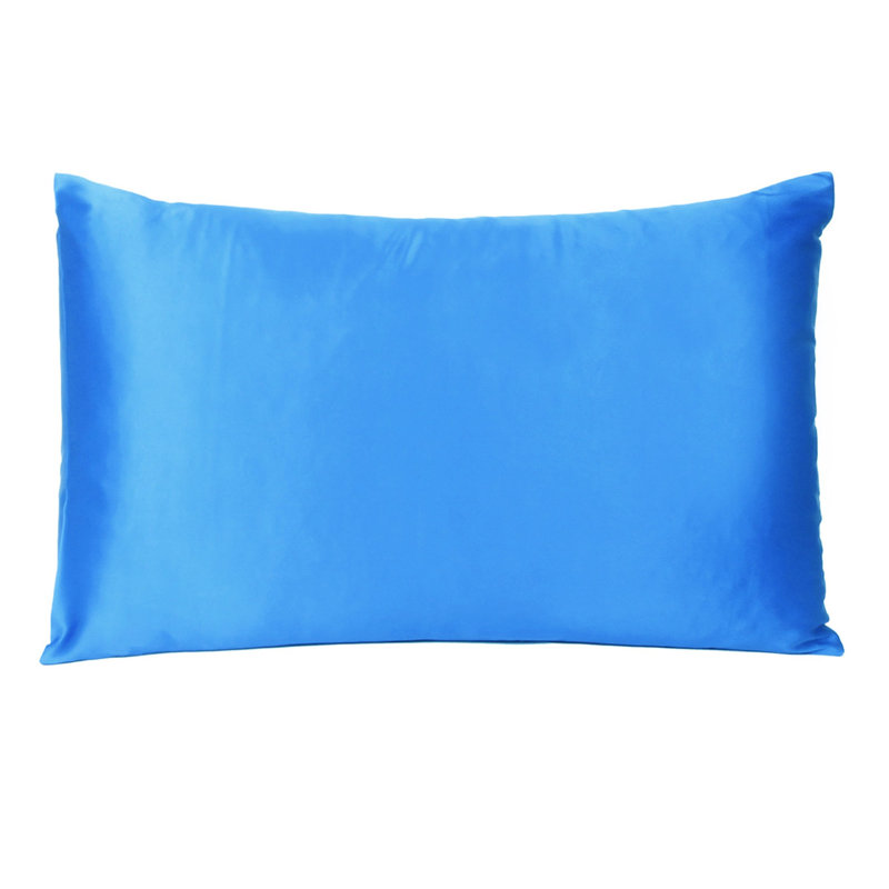 Taie d'oreiller en satin , Grand, Bleu