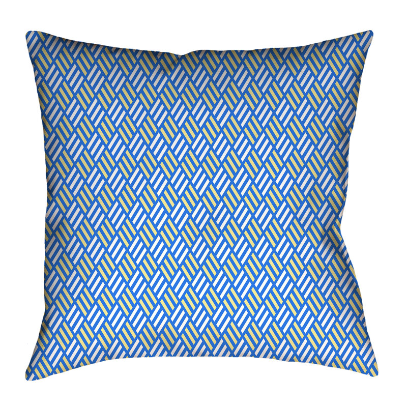 Housse de coussin Katelyn Elizabeth, 20 po x 20 po, Bleu / Jaune, Polyester sergé