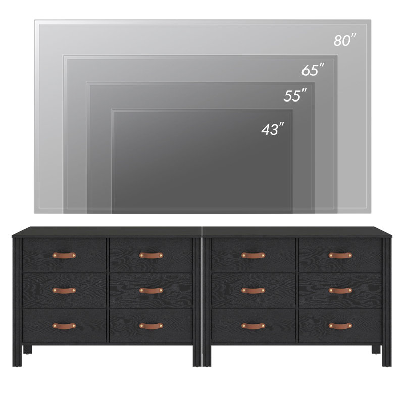Anwar 76.3'' W 12 - Drawer Dresser, Black
