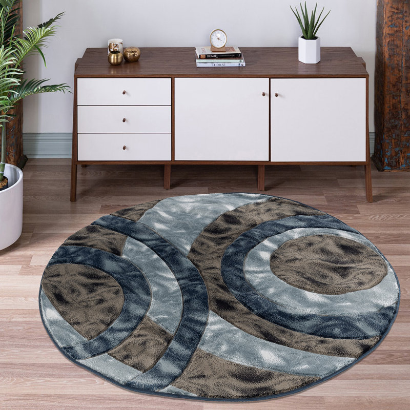 Tapis abstrait gris / ivoire Adonia, Rectangle 5 pi 2 po x 7 pi 5 po