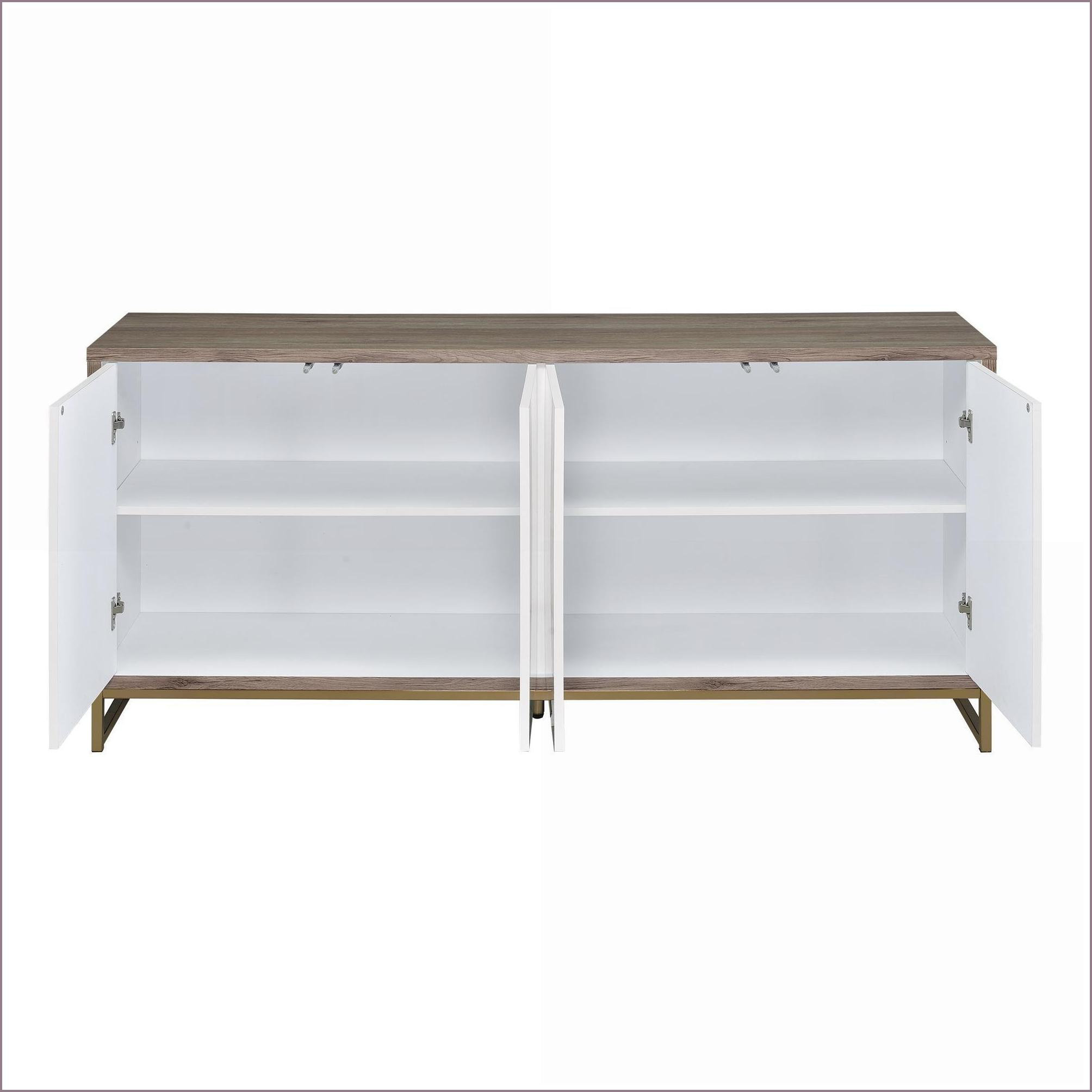 Latitude Run® Console Cabinet White Marble Paint Oak & Champagne Finish ...