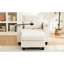 Chaise en velours côtelé beige avec porte-gobelets, compartiments de rangement et organisateurs latéraux multifonctionnels pour petits espaces