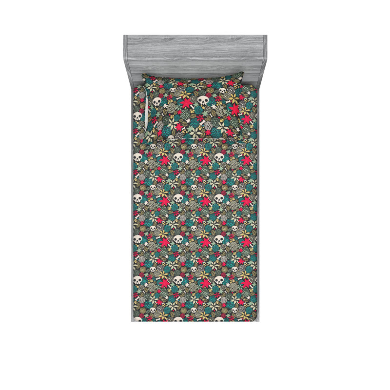 Drap-housse et taie décorative Ambesonne, Ensemble de draps pour lit simple avec 1 taie d'or