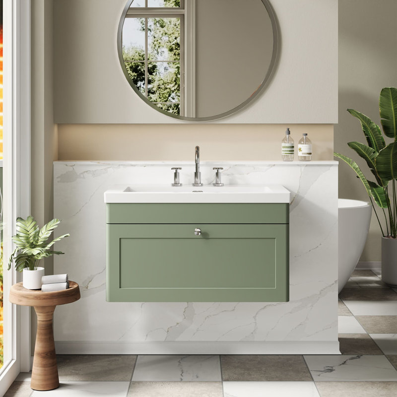 Classique Bathroom Vanity, Satin Green, 81.3 cm W