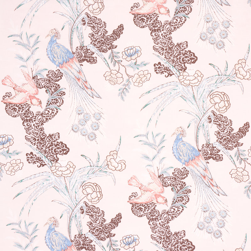 Schumacher x Miles Redd Peacock Fabric, Blush