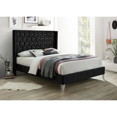 Alexa Tufted Solid Wood and Upholstered Low Profile Sleigh Bed -  Rosdorf Park, EB858067EE704846A13587AA21579A60