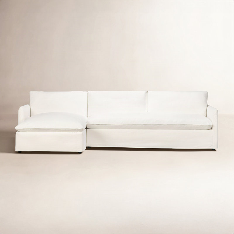 Bellatrix 2-Piece Slipcovered Sectional, Bayou Off White Canvas, Left Hand Facing