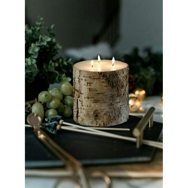 Bougie pilier Birch Bark, H 6 po x l 6 po x P 6 po, 6