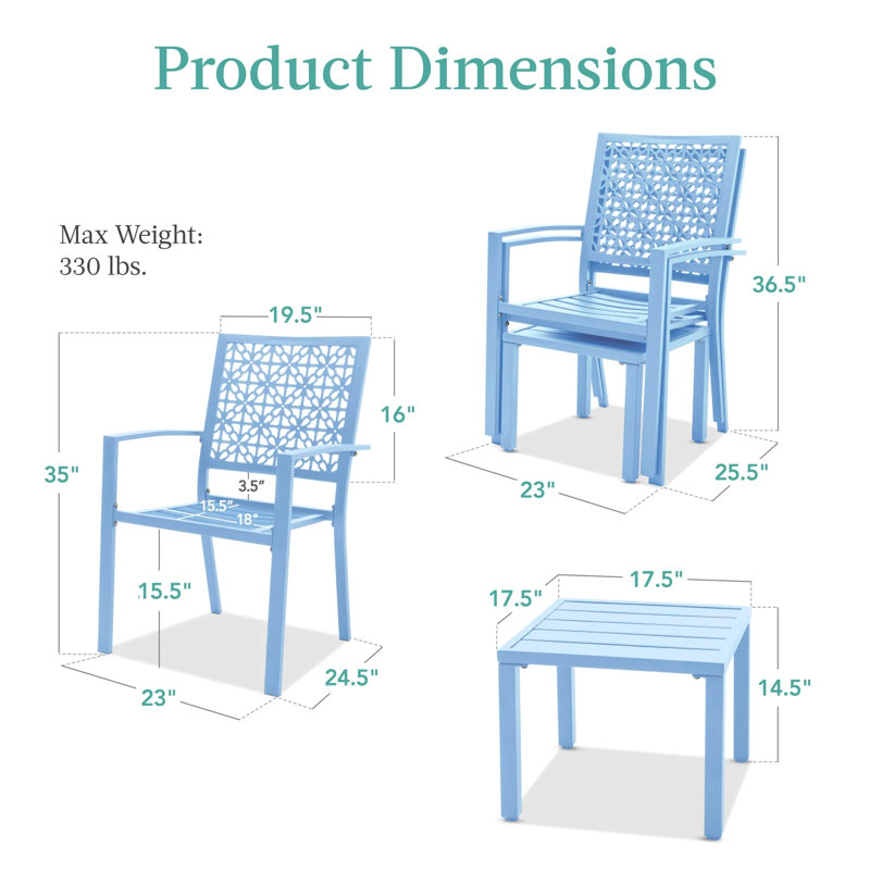 3-Piece Bistro Set, Blue