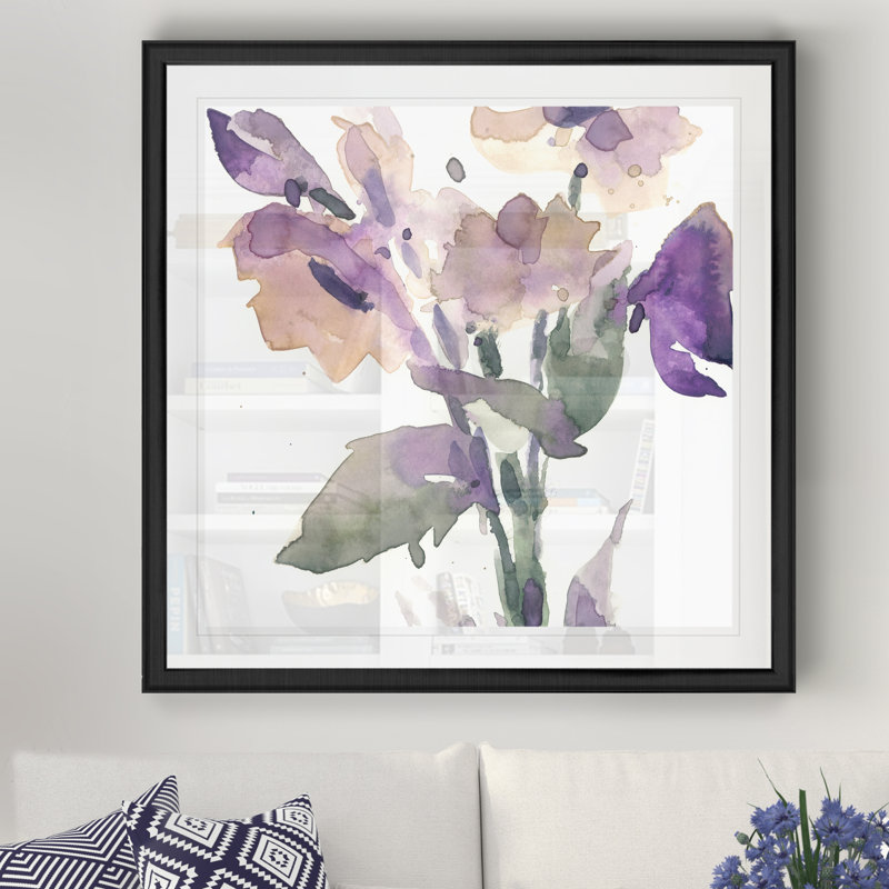 «Garden Blooms II», peinture sur toile, H 17,5 po x l 17,5 po x P 1,5 po, Cadre noir