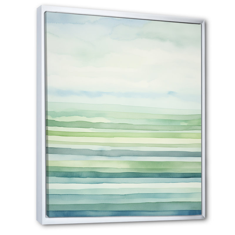" Minimalism Harmonic Horizon Landscape II ", White Floater Framed, 20" H x 12" W x 1" D