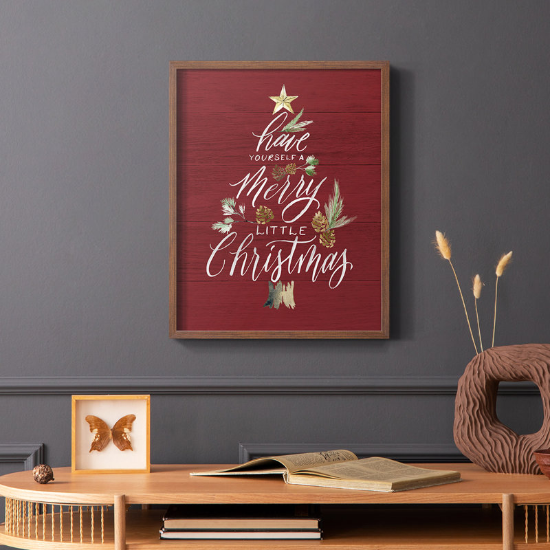 «Merry Little Christmas», reproduction encadrée - bois massif, Brun, H 10 po x l 8 po