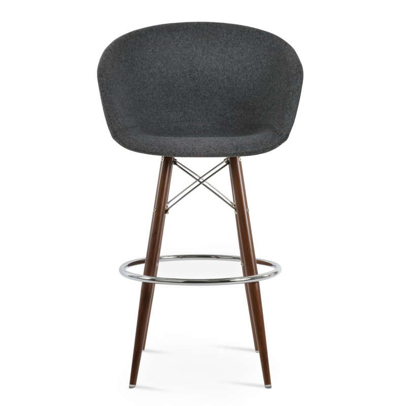 Tabouret de bar Tribeca, Gris foncé, Tabouret de bar (siège d'une hauteur de 28 po), Noyer