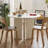 White Round Sintered Stone Solid Wood Dining table-1733825752